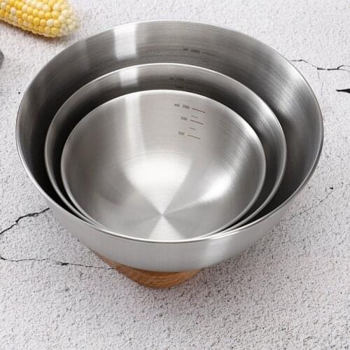 HOT 304 Stainless Steel Mixing Bowl Storage Bowl Set Kitchen Salad Bowl Cooking Bowl Baking Accessories with Scale