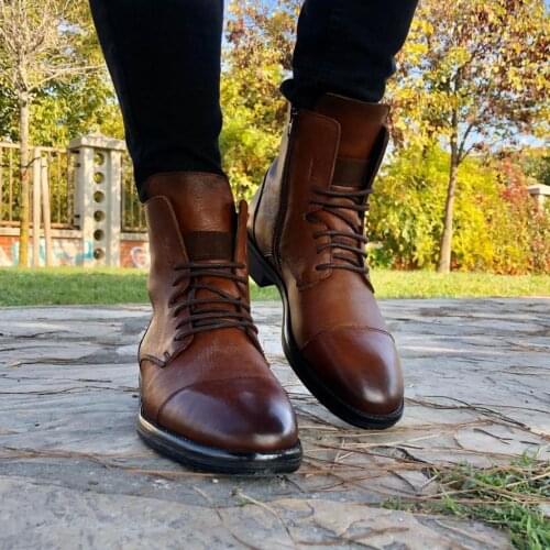 IBAY SNIPER bottes postales en cuir véritable couleur Taba pour hommes