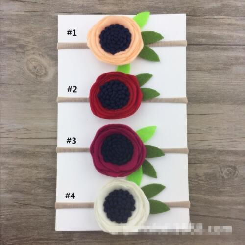 Ins Boutique 24pcs Fashion Cute Felt Sunflower Nylon Headbands Solid Flower Super Soft Hairbands Princess Hair Accessories