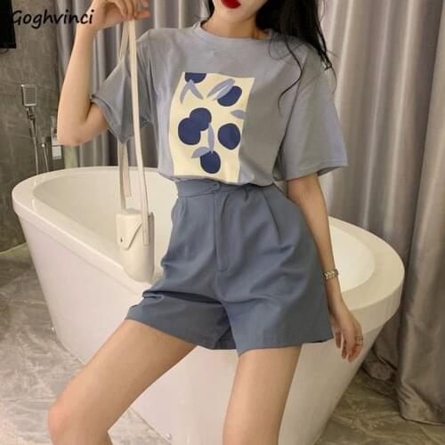 Sets Women Summer New Fashion Outfits All-match Print T-shirts Loose Two Piece Cute Ins Students Female Shorts Casual Aesthetic