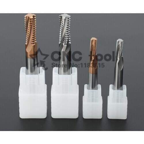 1pcs Carbide Thread End Mills M3 M4 M5 M6 M8 M10 M12 M14 Threading Mills Coated Threaded Milling Cutter for Steel/aluminum