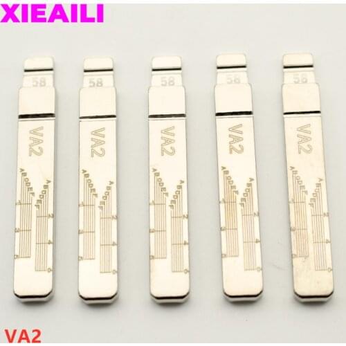 XIEAILI 50Pcs NO.58 VA2 Engraved Line Key Blade Scale Shearing Teeth Uncut Key Blade For Peugeot 307 For Citroen C-Triomp S647