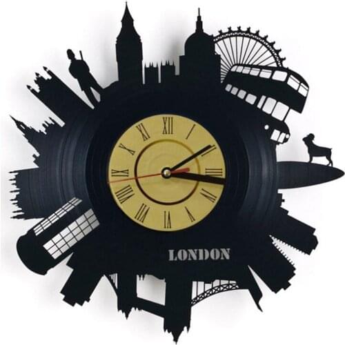 London Vinyl Record Wall Clock - Decorate your home with Modern Art - Best gift for man, woman, boyfriend and girlfriend
