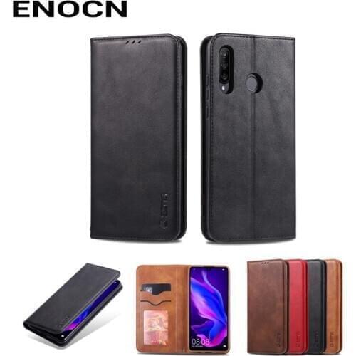 Magnetic Flip Case For Huawei P30 Case Huawei P30 Cover Leather Wallet Card Slots Luxury Retro Folding Phone Case