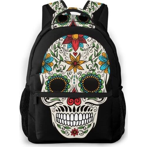 Mexico,Day Of The Dead Skull Backpack for Girls Boys Travel RucksackBackpacks for Teenage school bag