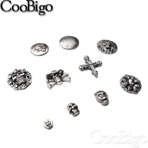 100 Sets Metal Spike Studs Rivets Retro Riveter Decoration for Leather Clothes Bag Belt DIY Craft Accessories Cross Pirate Skull