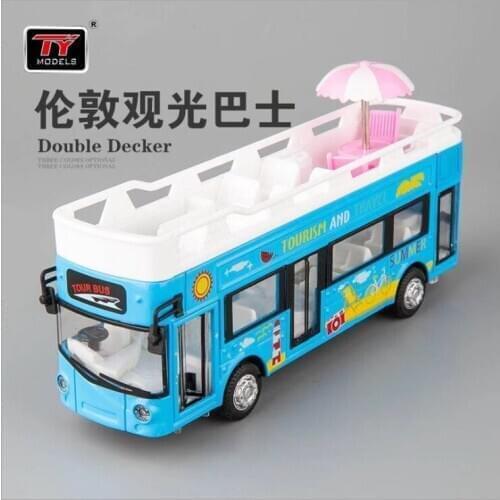 Simulation of childrens acousto-optic resilience alloy toy car model of London outdoor sightseeing bus
