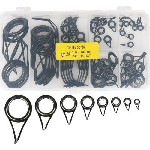Goture 75pcs Saltwater Fishing Tip Stainless Steel Guides Rings Repair Kit With Fishing Tackle Box Spinning Pole Rod Accessories