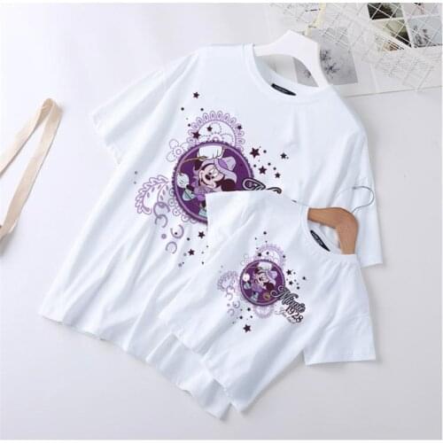 New Fashion Minnie 1928 Printed Family Matching Clothes Mommy And Me Father Son Kids Boys Girls Cartoon Tshirts Family T-shirts