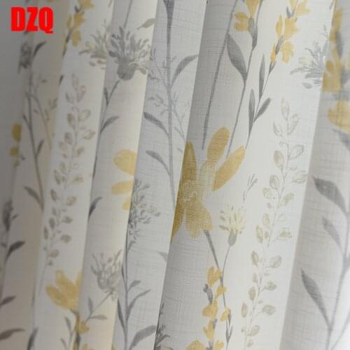 New Fresh Pastoral Padded Cotton and Linen Printing Curtains for Living Dining Room Bedroom