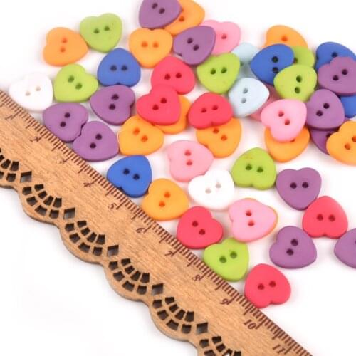 25pcs Resin Mixed Heart Buttons For Crafts And Scrapbooking Handmade 2 Holes Fit Sewing Apparel Accessories 12x12mm M0874X