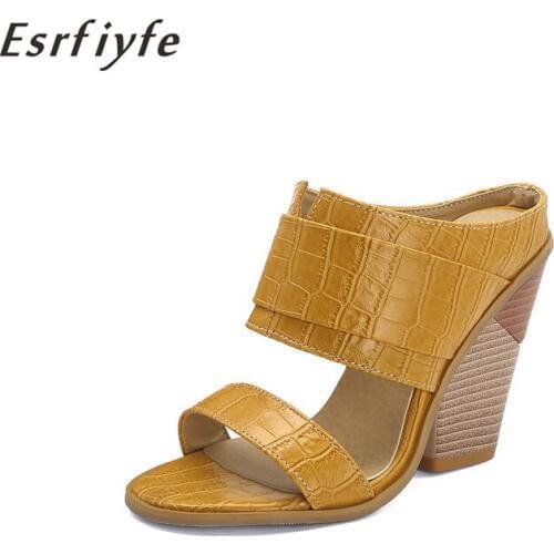 ESRFIYFE New Mules Shoes Summer Women Slides High Heel Slippers Ladies Open Toe Slides Shoes Women Spike Heels Large Size 34-48