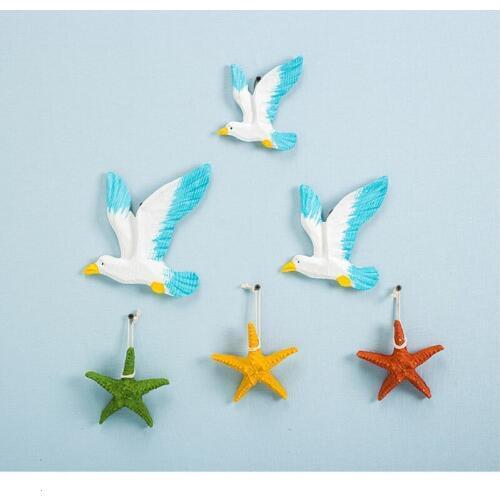 Mediterranean Wall Sea Birds Sitting Room Wall Hanging Resin Paint Birds Gull Cafe Wall Hanging Decorations Background Ornaments