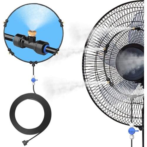 Outdoor Atomizing Fan Floor Electric Fan Cooler Fog Garden Irrigation Humidification Cooling System+Water Pipe 5 Meters+nozzle