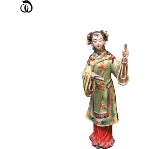 WU CHEN LONG Classical Pottery Beauty Lady Art Sculpture Beautiful Women Figure Statue Ceramic Craft Chinese Home Decor R6132