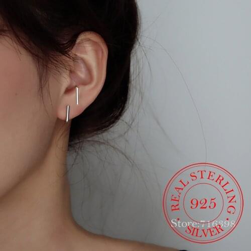 Simple 925 Sterling Silver Stud Earrings For Women Kids Wedding Gift Female pendientes