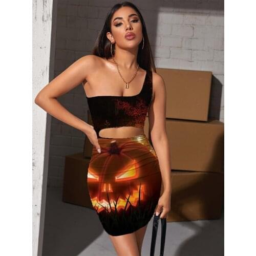 Giyu Brand Halloween Dress Women Pumpkin 3d Print Tree Pleating Jesus Vestido Sexy Womens Clothing Club Beach Korean Style