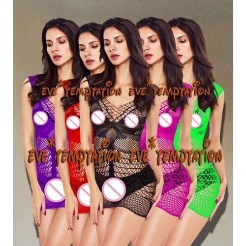 Women sexy lingerie Hot Off Shoulder Backless Dress Open Crotch Transparents Sex Stockings Porn Erotic wedding night A088