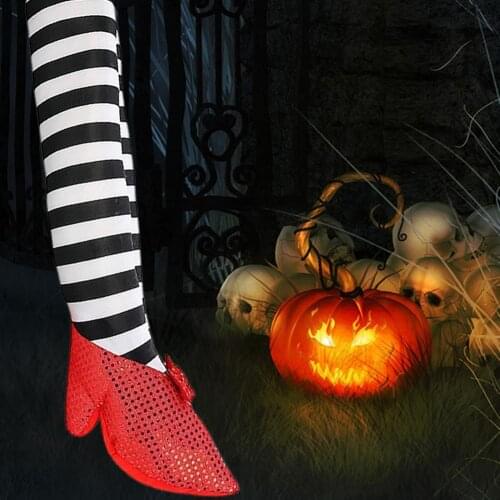 3 Colors 1 Pair Premium Indoor Outdoor Decorating Props Fabric Evil Witch Legs Decorative Home Decor