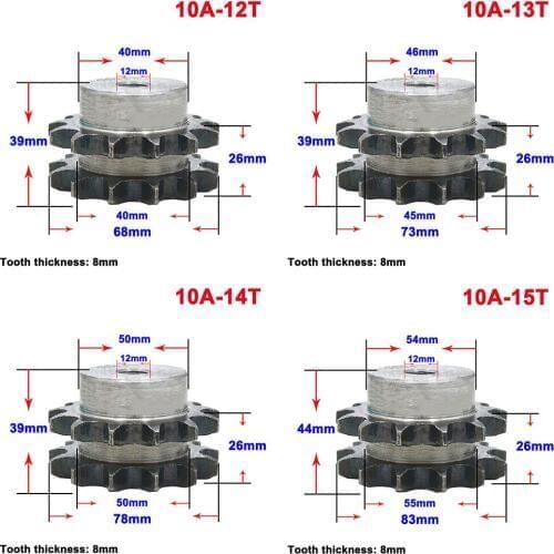 1Pcs 10A 12 Teeth To 20 Teeth Double Row Sprocket Wheel Chain Gear 45 Steel