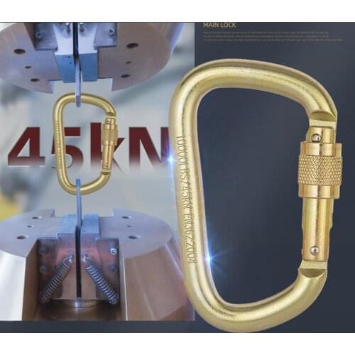 1 pc D-shaped carabiner high load-bearing 45KN high tension safety steel buckle outdoor rock climbing mountaineering equipment
