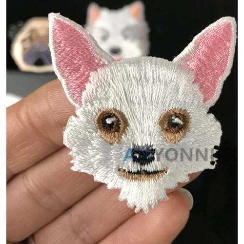 AHYONNIEX 1 Piece Cute White Chihuahua Dog patch babys clothing patches backpack decoration small applique small iron on patch