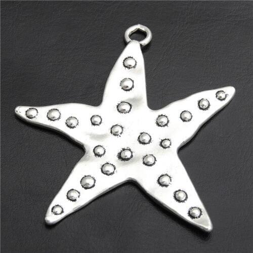 2pcs Silver Color Starfish Big Charms Pendants For Nacklace Bracelet Making DIY Fashion Jewelry Accessories A2801