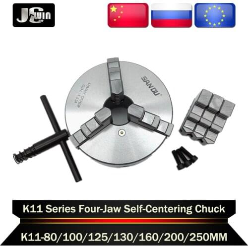K11Chuck 3-Jaw Self-Centering Lathe Chuck Turning Machine Accessories 80/100/125/130/160/200/250mm Diameter with Wrench 3 Screws