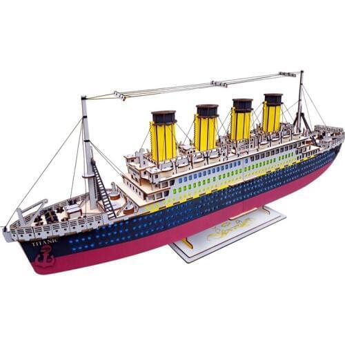 3D Puzzles Laser Cutting Puzzle 3D Wooden Jigsaw Model Children Intelligence Developmental Toys Model Building Kit - Titanic