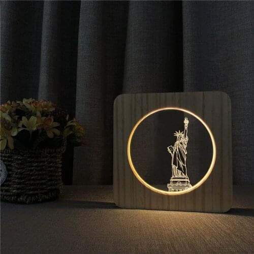 Statue of Liberty 3D LED Arylic Night Lamp Table Light Switch Control Carving Lamp for Childrens Room Decorate Dropshipping