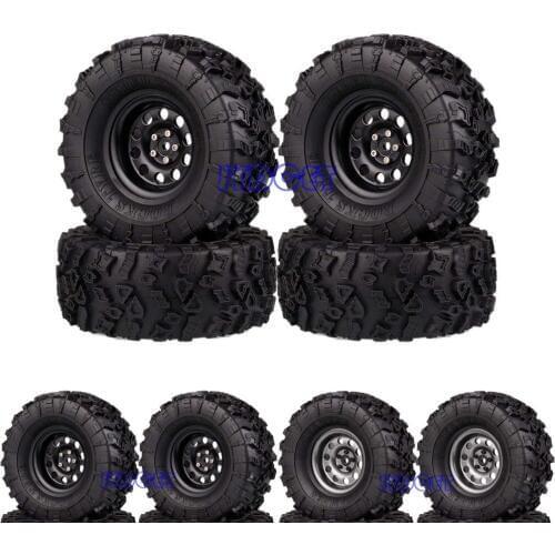 4P 2.2" Beadlock Wheel Rims Hub &132MM Tires Tyre For RC 1/10 Rock Crawler Axial SCX10 90060 RR10 RR10 Wraith