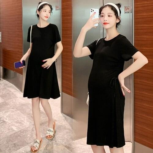 6681# Maternity Clothes Spring Autumn Short Sleeve Easy Matching Loose Stylish Dress Pregnant Women Pregnancy Clothes