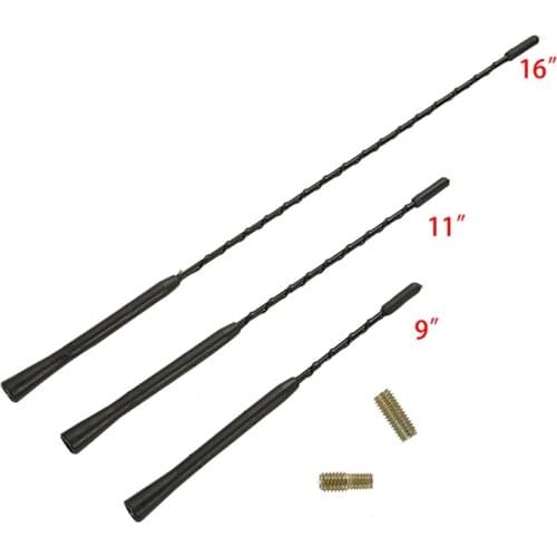 9/11/16 Inch With Two Screws Universal Car Anti-Noise Flexible Roof Mast Whip Stereo Radio FM/AM Signal Aerial Amplified Antenna