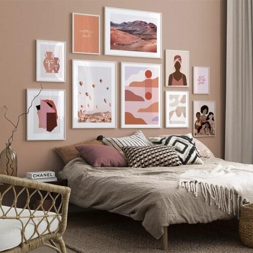 Abstract Line Body Landscape Quotes Anime Poster Canvas Painting Pink Wall Art Nordic Print Picture Home Decor for Bedroom Decor