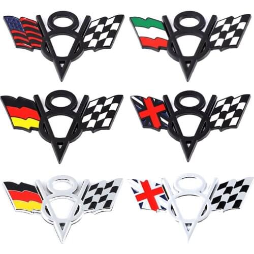 Car Sticker Italy France Germany England America US Flag Badge Emblem Decal for V8 Logo Chevrolet Chrysler Ford Fiat Bmw Ford