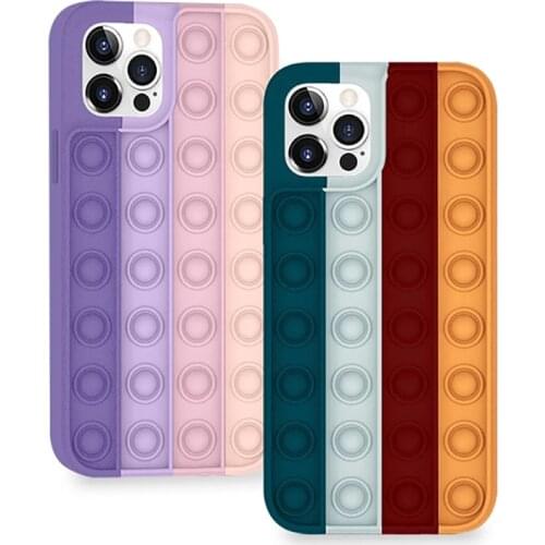 Fidget Reliver Stress Toys Rainbow Phone Case For iPhone 12 11 Pro Max X XR XS 7 8 Plus SE2 Push Bubble Fidget Antistress Cover