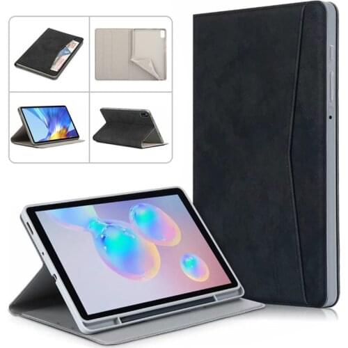 For Samsung Galaxy Tab S6 S 6 Lite 10.4'' 2020 SM-P610 P615 Case with Pencil Holder Stand Cover Funda Soft Leather Smart Cover