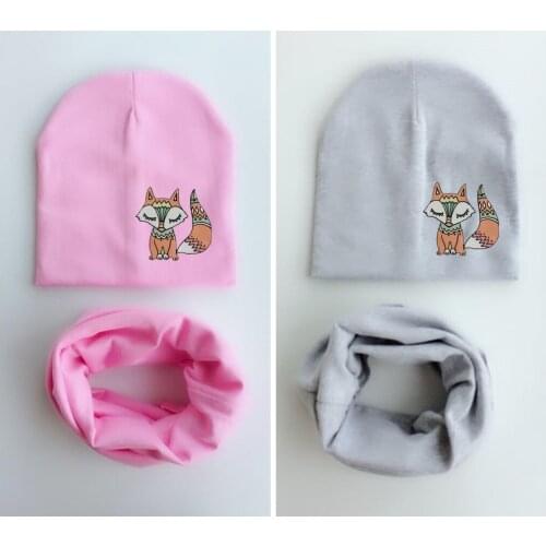 Baby Hat Scarf Autumn Winter Crochet Girl Boy Beanie Cap Children Hats Toddler Kids Hat Collars,gorros boho fox1 Set
