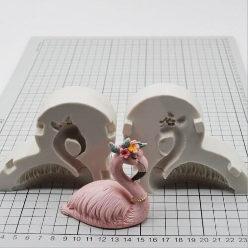 DIY 3D Flamingo Princess Crown Fondant Silicone Epoxy Mold Candle Chocolate Soap Candy Cake Decoration Kitchen Baking Tool