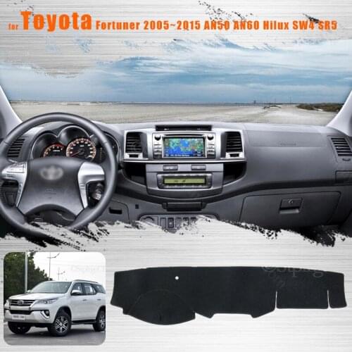 For Toyota Fortuner 2005~2015 AN50 AN60 Hilux SW4 SR5 Console Dashboard Suede Mat Protector Sunshield Cover