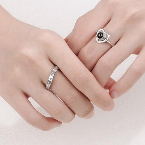 Female Ring Rose Gold 100 languages I love you Projection Ring Romantic Love Memory Wedding Ring Jewelry