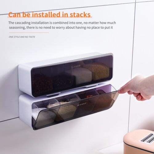 Seasoning Box Household Kitchen Combination Wall-Mounted Seasoning Jar Salt And Msg Seasoning Combination Set