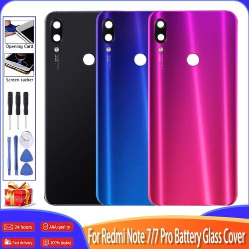 For Xiaomi Redmi Note 7 ProBattery Cover Back Glass Panel Rear Door Housing Case For Note 7 Back Battery Cover Door case
