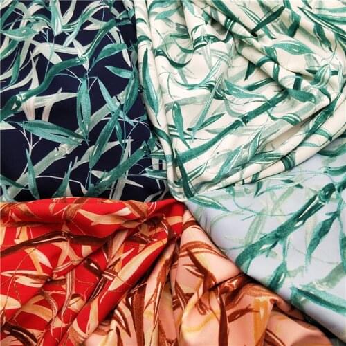 Summer Cool Fresh Bamboo Leaf Printing Fabric DIY Sewing Material