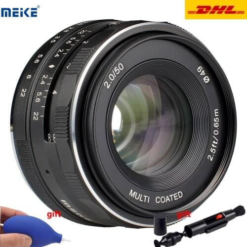 Meike Camera Lens MK 50mm F2.0 Large Aperture Manual Focus for Canon Sony E-mount M4/3 Nikon Fujifilm X-T20 Camera Lens APS-C