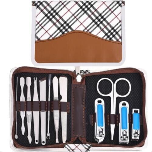 Zipper bag nail clippers set nail tools carbon steel 12pcs/set