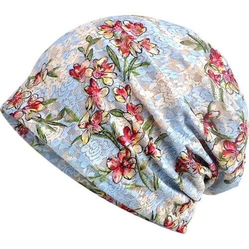 Fashion Women Floral Lace Thin Slouch Baggy Beanie Bonnet Sleep Maternity Hat