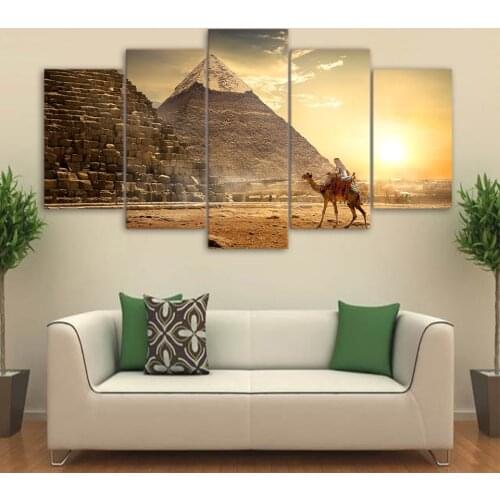 Modular Pictures HD Printed Wall Artwork 5 Panel Ancient Egypt Pyramid Home Decor Living Room Painting Modern Canvas No Frame