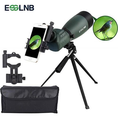 Spotting Scope with Tripod Cell Phone Adapter 25-75 X 70 BAK4 Monocular Telescope 45 Degree Angled Waterproof Spotting Scopes