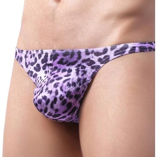 New Mens Underwear Penis Pouch Sexy Leopard PantiesThong T-back Male Bikini High Quality G String Underpants Slips hombre